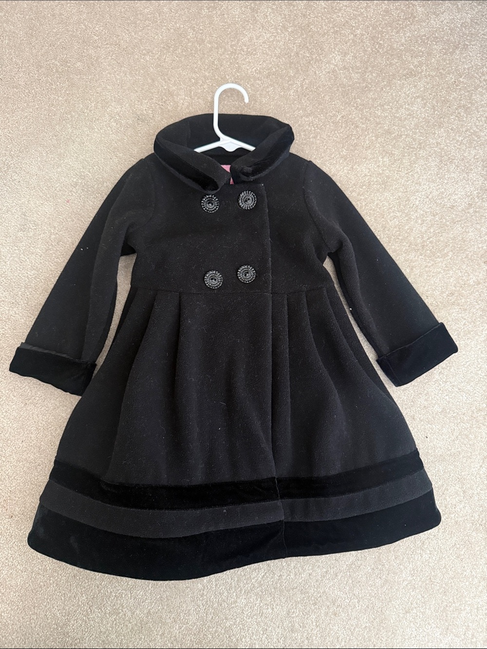 Good Lad Black Double-Breasted Pea Coat for Girls